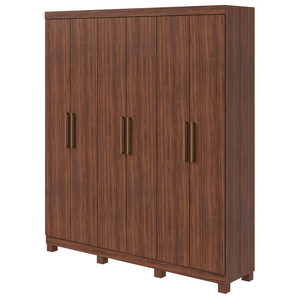 Guarda-Roupa 6 Portas, 3 Gavetas, Com Pés - Móveis Lopas Jazz Imbuia Naturale