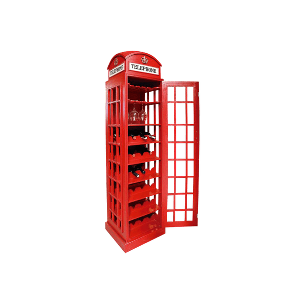 Adega de Madeira, para 15 Garrafas - Telephone Cabin Oldway Vermelho
