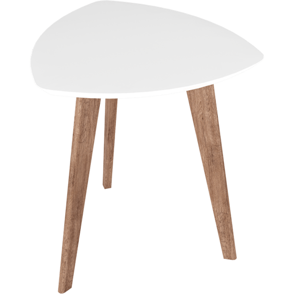 Mesa de Canto em Madeira Pinus, 3 Pés, Acabamento Wood - Maju Linea Brasil Branco
