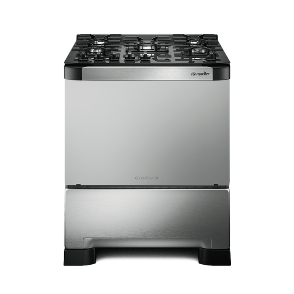 Fogão Decorato Vetro, Mueller, 5 Bocas, Gás, Mesa de Vidro, Inox - 601230053 Bivolt