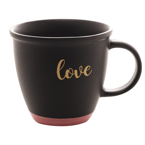 Caneca em Cerâmica love, 380ml, Preto Com Rosa - 28542 Caneca em Cerâmica love, 380ml, Preto Com Rosa - 28542