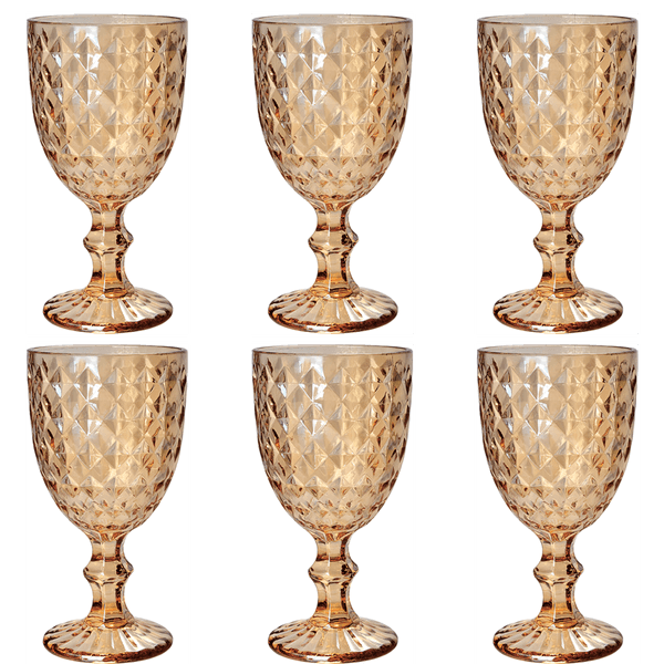 Jogo de Taças para Água Roman Bon Gourmet, 6 Peças, 345ml, Vidro, Âmbar - 35456