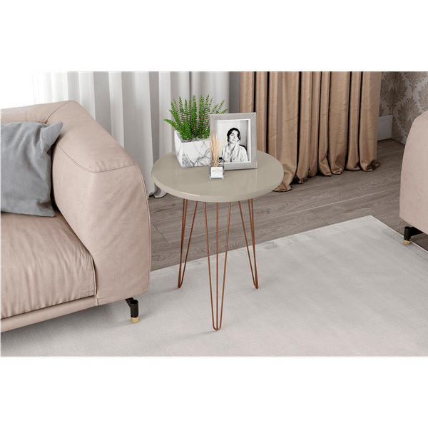 Mesa de Apoio em MDF, Pés Metálicos - Evolution Off-White