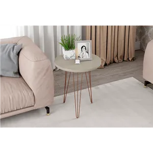 Mesa de Apoio em MDF, Pés Metálicos - Evolution Off-White