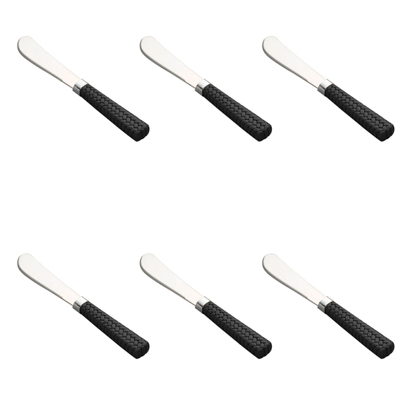 Jogo de Espátulas Lyor Rattan, 6 Peças, Aço Inox, Preto/Prata - 7659
