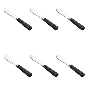 Jogo de Espátulas Lyor Rattan, 6 Peças, Aço Inox, Preto/Prata - 7659