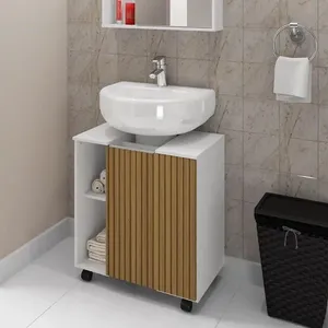 Gabinete Para Banheiro Pequin Bechara 2075554 Banheiro Branco-ripado - Ofertamo