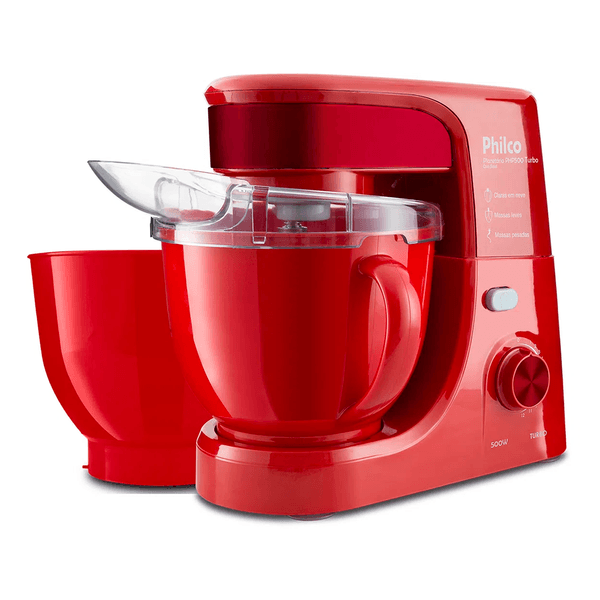 Batedeira Planetária Philco, 500W, 12 Velocidades, Duo Bowl Turbo, Vermelho - PHP500V 220V
