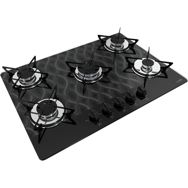 Cooktop Casavitra 5 Bocas Wavy com Queimador Rápido, Preto - E10E55.535 Bivolt