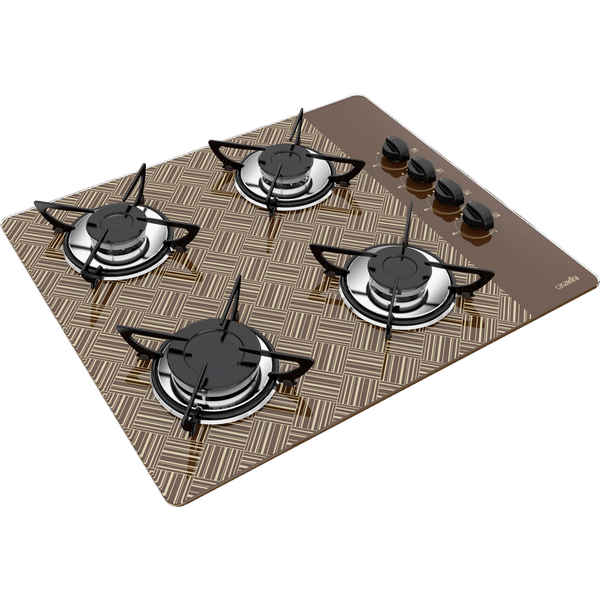 Cooktop Casavitra 4 Bocas New Vitra com Queimador Rápido, Chocolate - E10E43.442 Bivolt