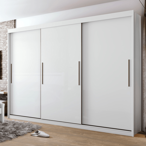 Guarda-roupa em MDF, 3 Portas, 4 Gavetas - Taurus Branco