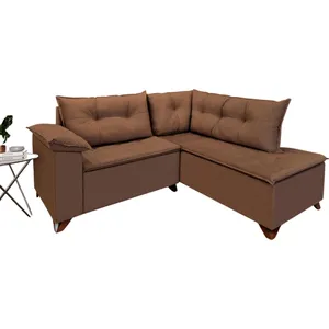 Conjunto Estofado Napoles Com Chaise Castor