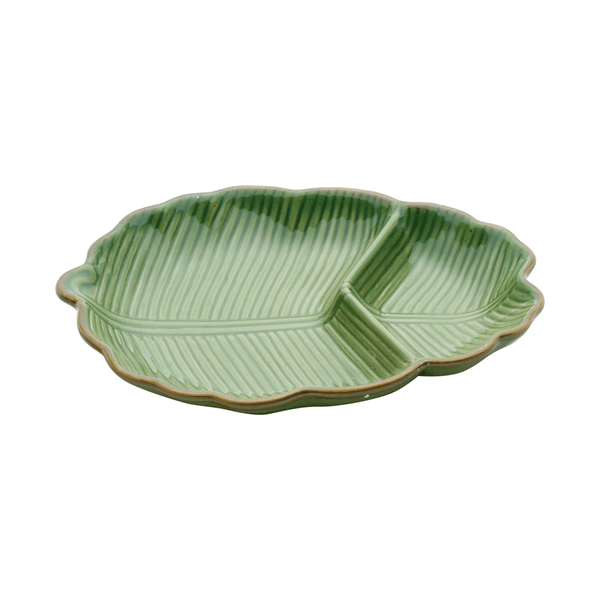 Prato Decorativo Banana Leaf da Lyor, 25,5x4cm, Cerâmica, Verde - 4125