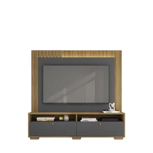 Estante Home Theater Fox 2 Gavetas em MDP Caemmun Lamina Mel / Chumbo