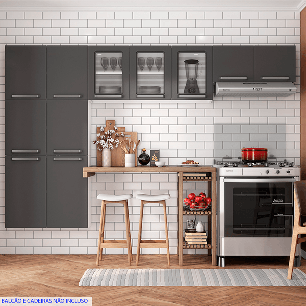 Cozinha Verona 3 Peças Aço 11 Portas Colormaq Grafito