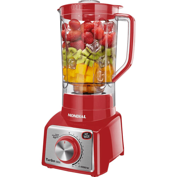Liquidificador Mondial Turbo Premium, 1000W, 4 Lâminas, 12 Velocidades, 3 L - L-1000RI 220V