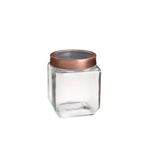 Pote com Tampa em Acrílico Gold Rosê da Lyor, 1 Peça, 1,2L, Vidro - 7524