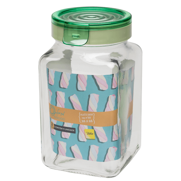 Pote Quadrado Hermético Menta, 1 Peça, 2l, Vidro - P08T - 1001 Pote Quadrado Hermético Menta, 1 Peça, 2l, Vidro - P08T-1001