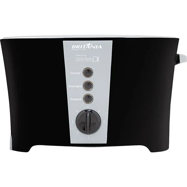 Torradeira com 7 Níveis de Temperatura Britânia Tosta Pane Preto/Prata 127V