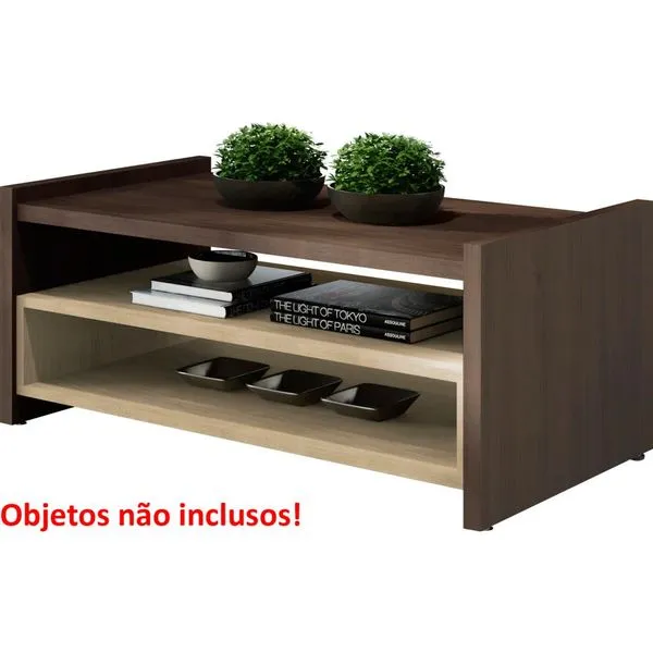 Mesa de Centro com Nicho - Belaflex Athenas Cacau / Amêndoa