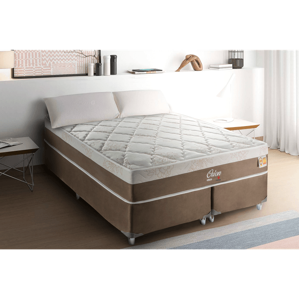 Conjunto Box Queen, Espuma D28, Euro Pillow e Mola, 158x198cm - Orion