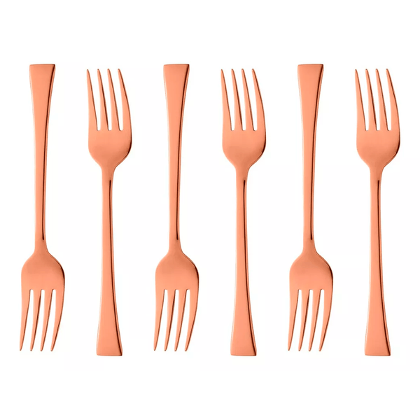 Jogo de Garfos para Bolo Pisa Wolff, 6 Peças, Aço Inox, Rosé - 71547