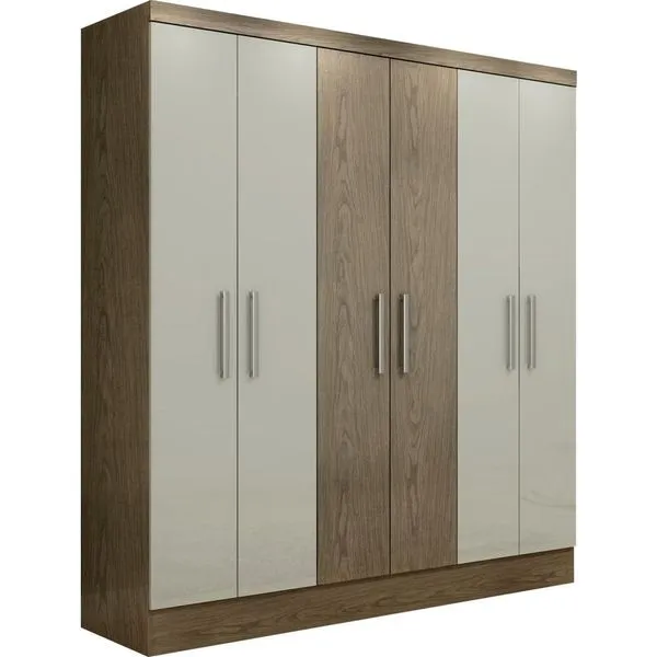 Guarda-roupa 6 Portas 2 Gavetas com Pés - Maxel Paris Malbec / Champagne