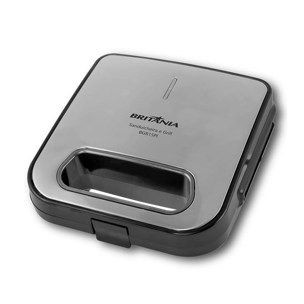 Grill e Sanduicheira Britânia, 750W, chapas onduladas antiaderente com revestimento em cerâmica- BGR15PI 220V