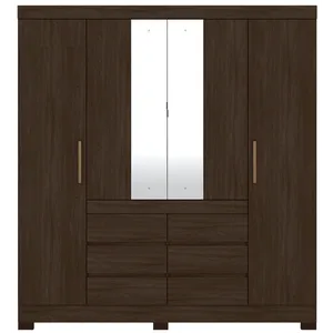 Guarda-Roupa Casal MDP 4 Portas 6 Gavetas com Pés Destaque Ébano