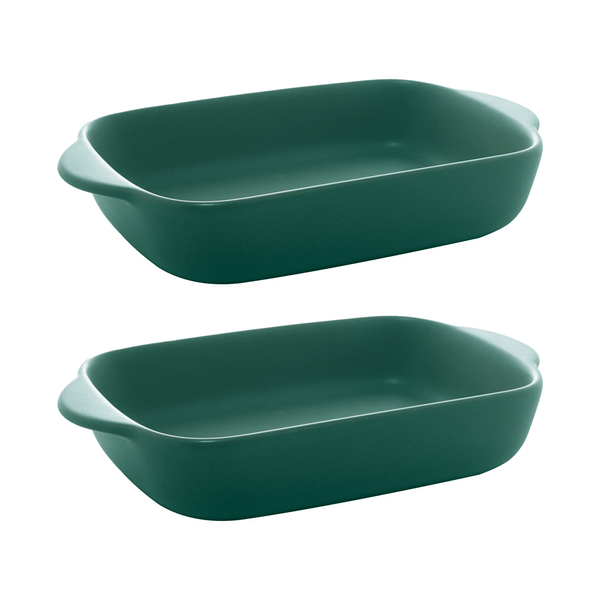 Conjunto de Travessas Nórdica, 2 Peças, 24x14 cm, Porcelana, Verde Escuro - 28703