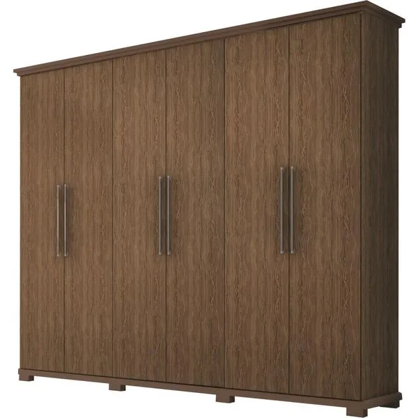 Guarda-roupa 6 Portas com 8 Pés MDF - Rimo Milão Ipê