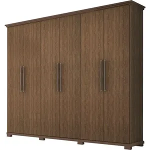 Guarda-roupa 6 Portas com 8 Pés MDF - Rimo Milão Ipê