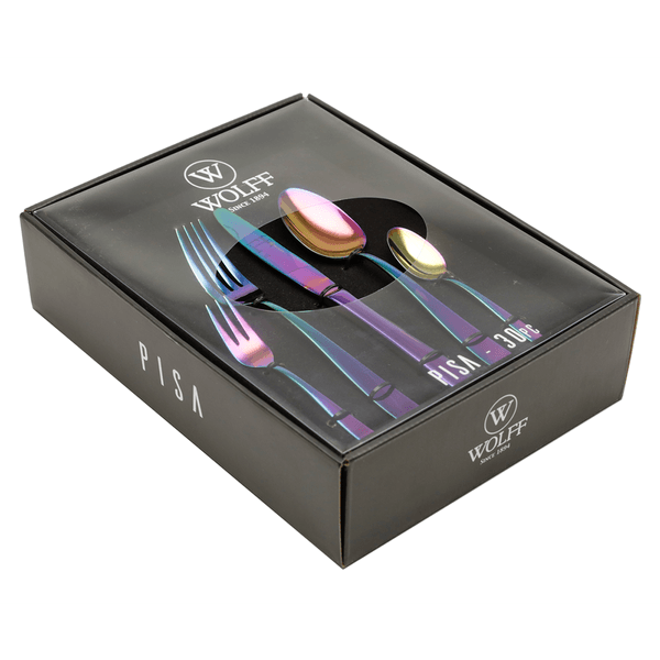 Faqueiro Rainbow Pisa da Wolff, 30 Peças, Com Gift Box, Aço Inox - 71454