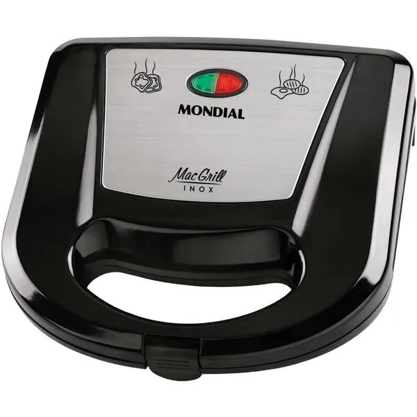 Sanduicheira e Grill Mondial Mac Grill Inox, 750W, Grelha Antiaderente - S-11 220V