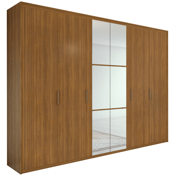 Guarda-roupa em MDF, Com Espelho, 6 Portas, 6 Gavetas - Stillus Rovere Naturale