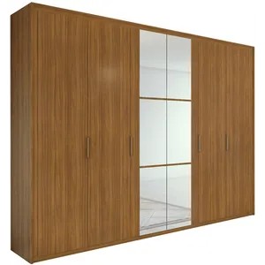 Guarda-roupa em MDF, Com Espelho, 6 Portas, 6 Gavetas - Stillus Rovere Naturale