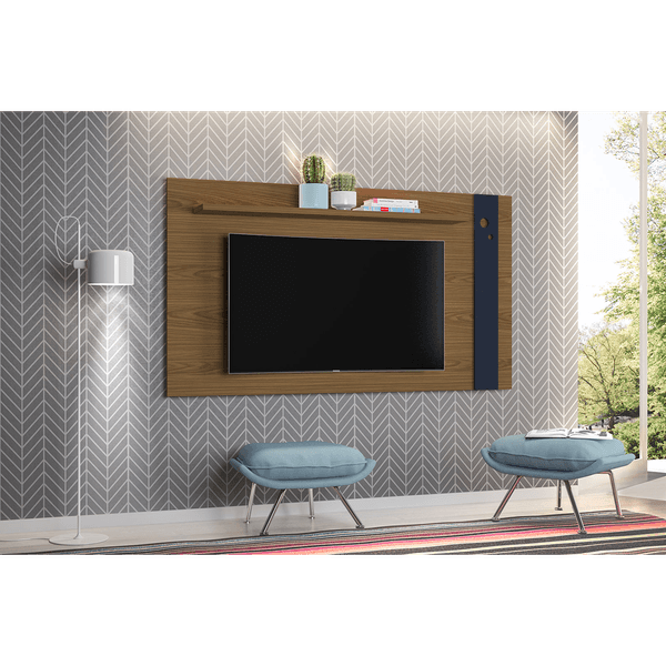 Painel Para TV Até 46'', MDF/MDP, Prateleira - Home Eyre Freijo / Azul