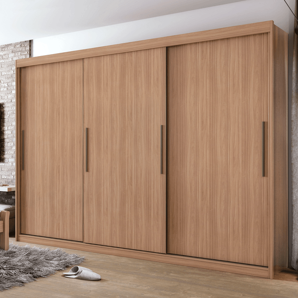 Guarda-roupa em MDF, 3 Portas, 4 Gavetas - Taurus Carvalho Naturale / Off White