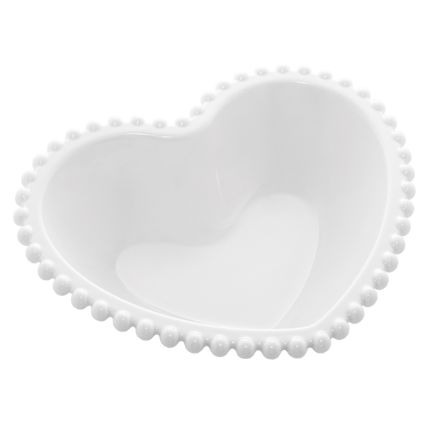 Saladeira Porcelana Coração Beads, Branco, 21x18x6cm - 28495