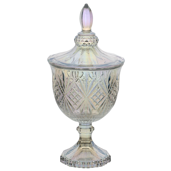 Potiche Decorativo Lyor Dublin, Cristal, Com Tampa, Com Pé, Rainbow, 11,5x24,5cm - 4489