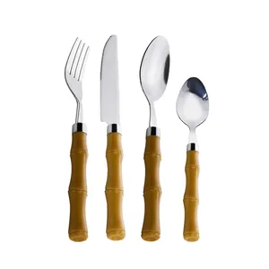 Faqueiro Lyor, 24 Peças, Aço Inox, Cabo Plástico Bambu Basic - 71575