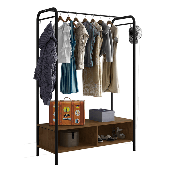 Guarda-Roupa em Aço Carbono/MDP, 2 Nichos, 1 Prateleira, 1 Cabideiro - Milão Preto / Demolição