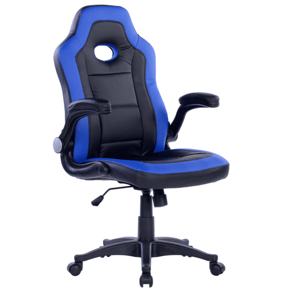 Cadeira Gamer, Base Giratória, Com Braço, Inclinável - Mônaco Preta/Azul