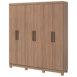 Guarda-Roupa 6 Portas, 3 Gavetas, Com Pés - Móveis Lopas Jazz Carvalho Natural