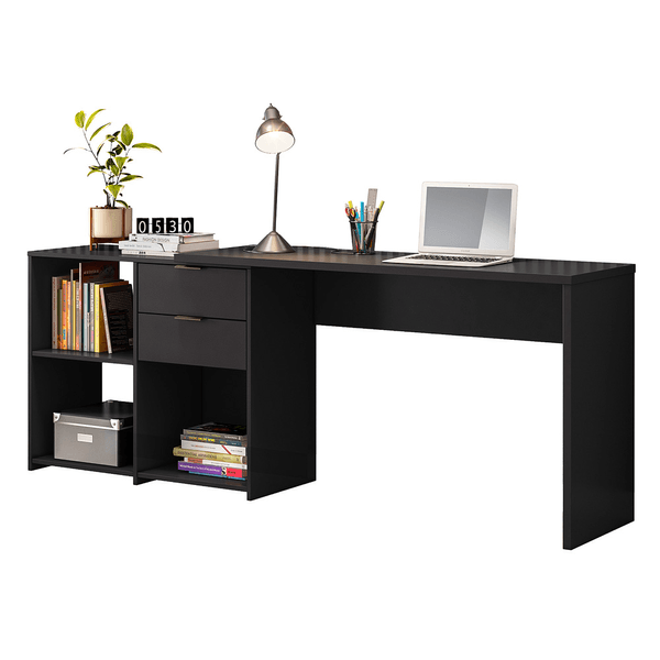 Mesa Para Computador Office, MDP, 2 Gavetas, 1 Prateleira - NT2060 Preto