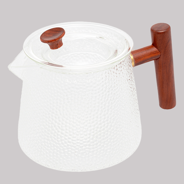 Chaleira de Vidro Borossilicato Resistente ao Calor Martelado com Alça de Bambu 750ml - Wolff