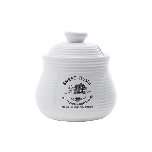 Açucareiro Sweet Home Bon Gourmet, Cerâmica, Com Tampa, 330ml, Branco - 25020 Açucareiro Sweet Home Bon Gourmet, Cêramica, Com Tampa, 330ml, Branco - 25020