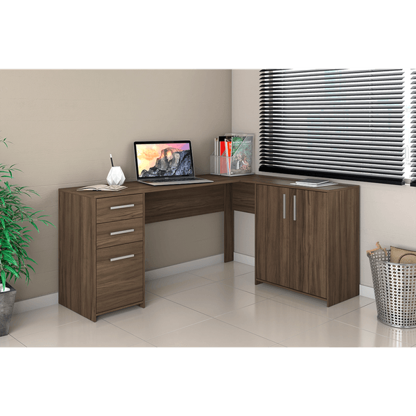 Mesa para Computador Office, 3 Portas, 2 Gavetas - NT2005 Nogal Trend