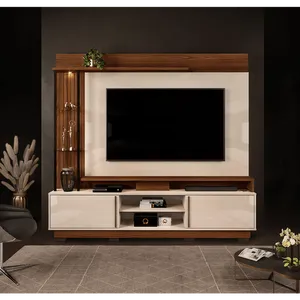 Estante Home Martino em MDF/MDP com LED para TV até 70'' Dj Móveis Marroquim / Off White