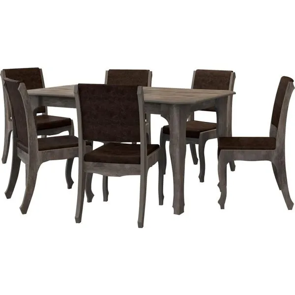 Mesa de Jantar 6 Cadeiras, 100% MDF - RV Móveis Onix II Terrarum / Voga